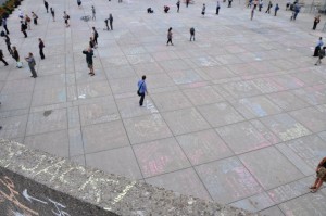 Jack Layton chalk condolences at City Hall; Image: Greg Robinson